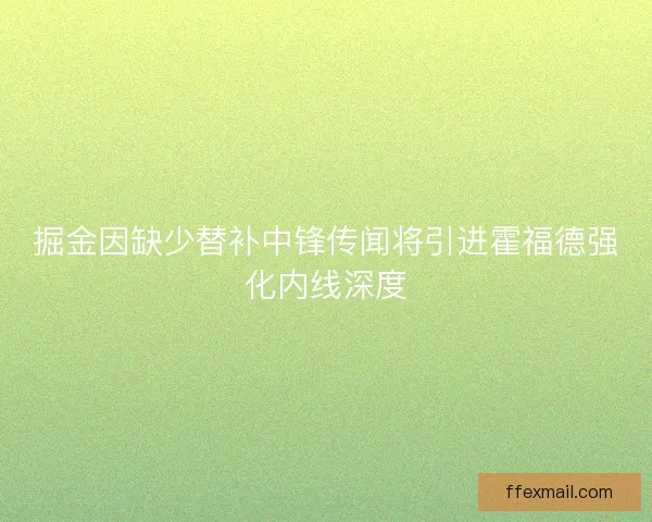 掘金因缺少替补中锋传闻将引进霍福德强化内线深度