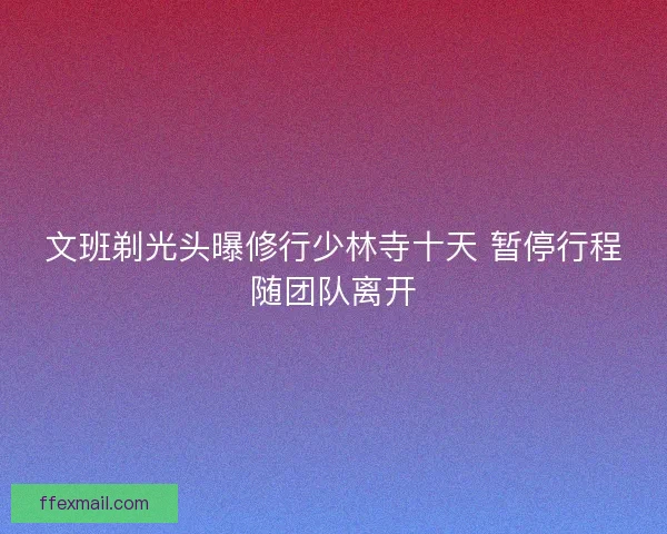 文班剃光头曝修行少林寺十天 暂停行程随团队离开
